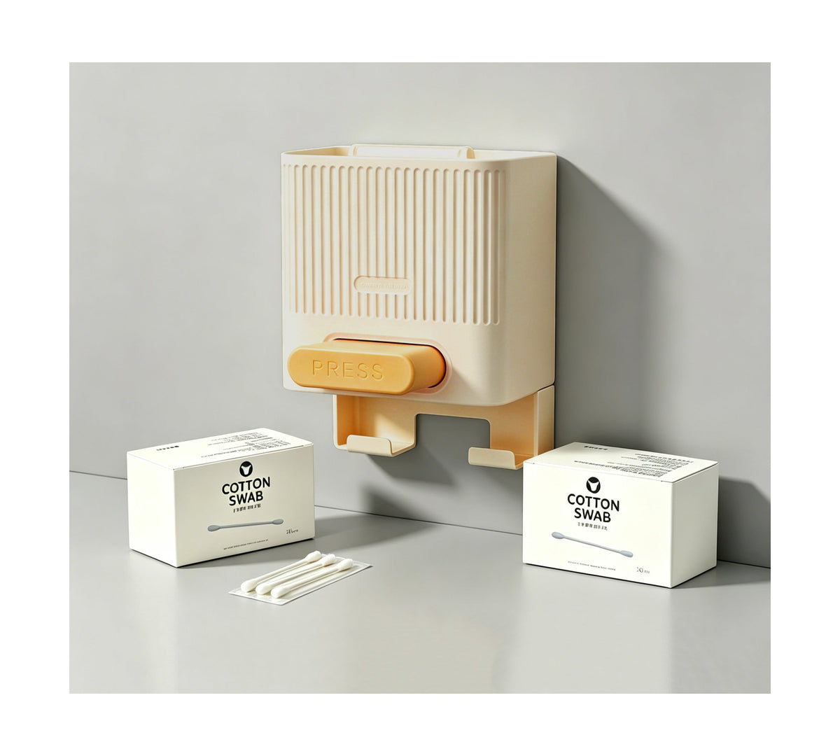 Automatic Cotton Swab Holder - Cream Yellow
