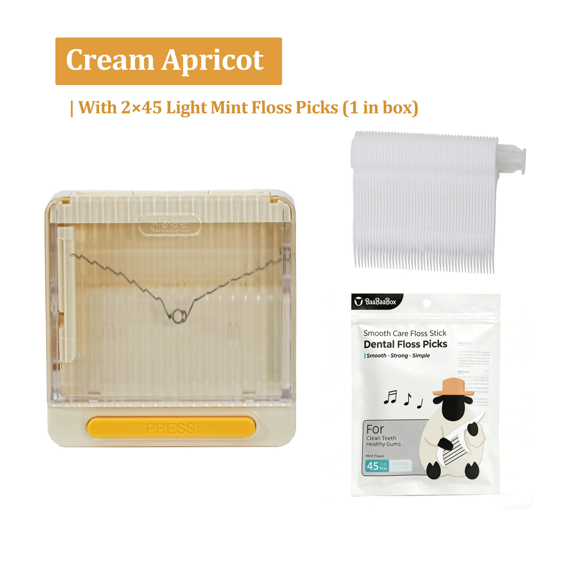Automatic Dental Floss Case - Cream Apricot, 2 bags