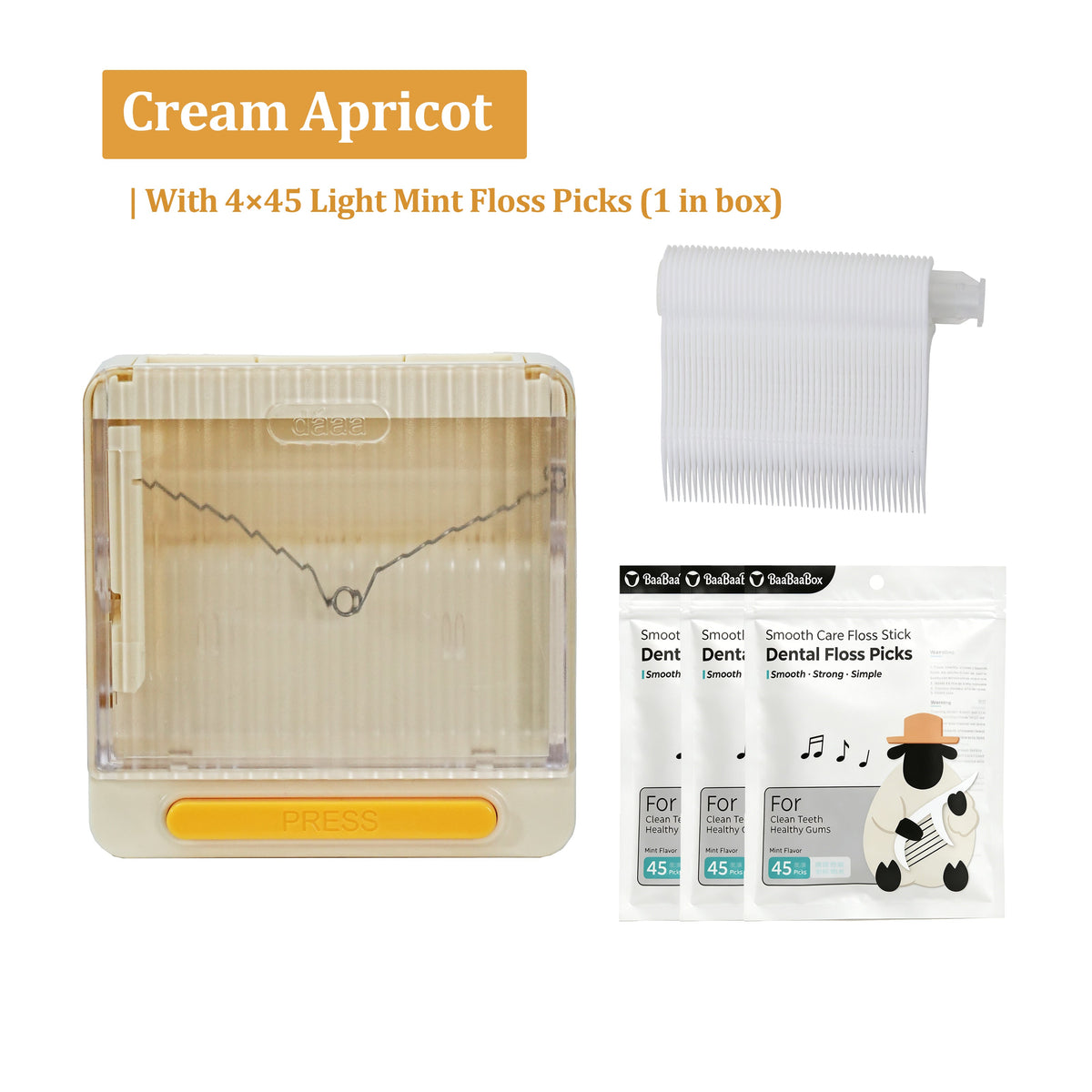 Automatic Dental Floss Case - Cream Apricot, 4 bags