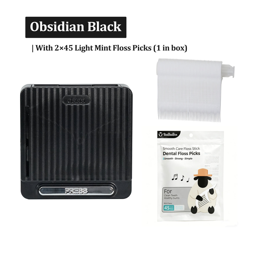 Automatic Dental Floss Case - Obsidian Black, 2 bags