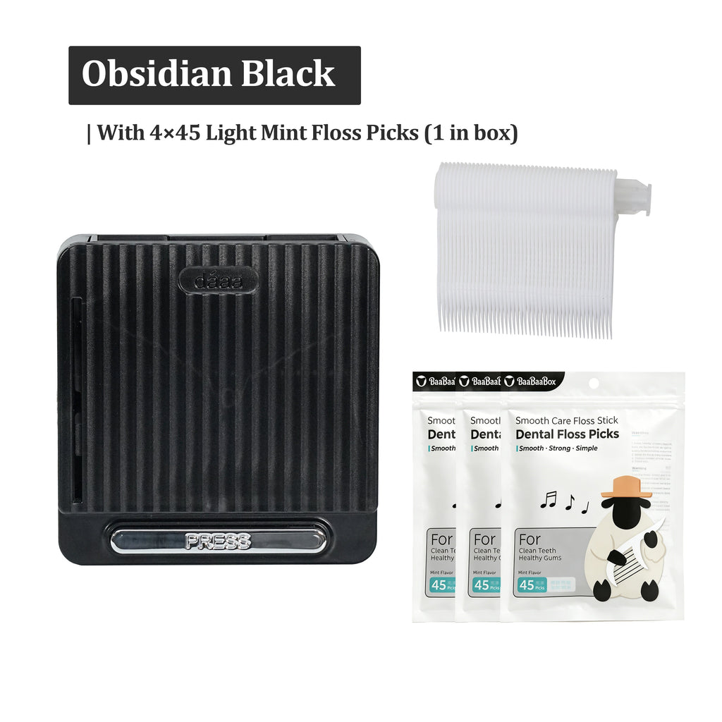 Automatic Dental Floss Case - Obsidian Black, 4 bags