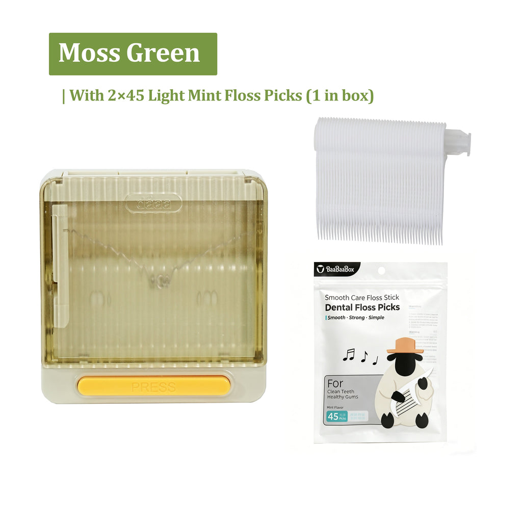 Automatic Dental Floss Case - Moss Green, 2 bags