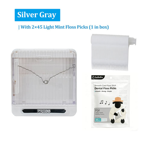 Automatic Dental Floss Case - Silver Gray, 2 bags