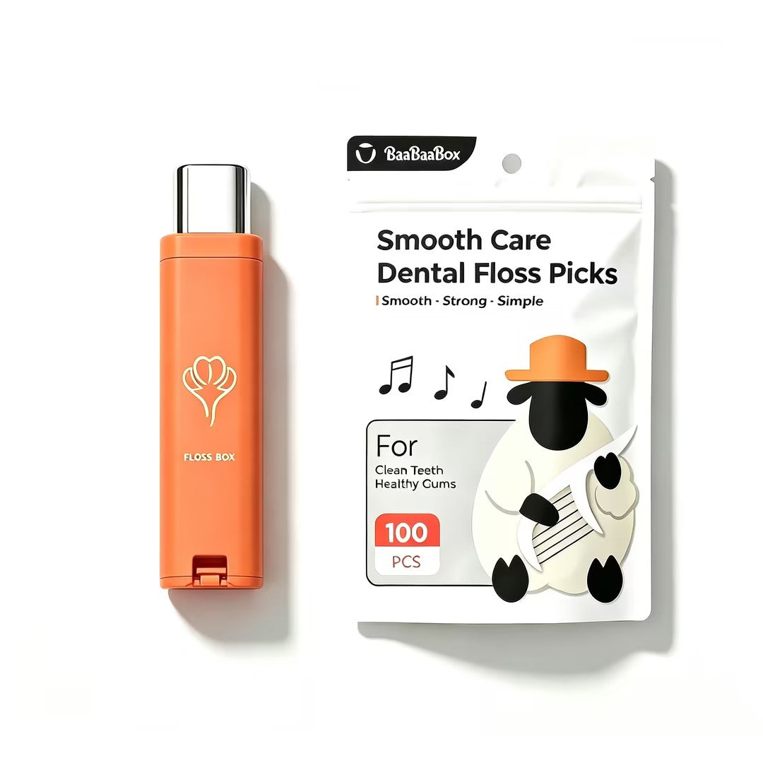 Orange portable dental floss box