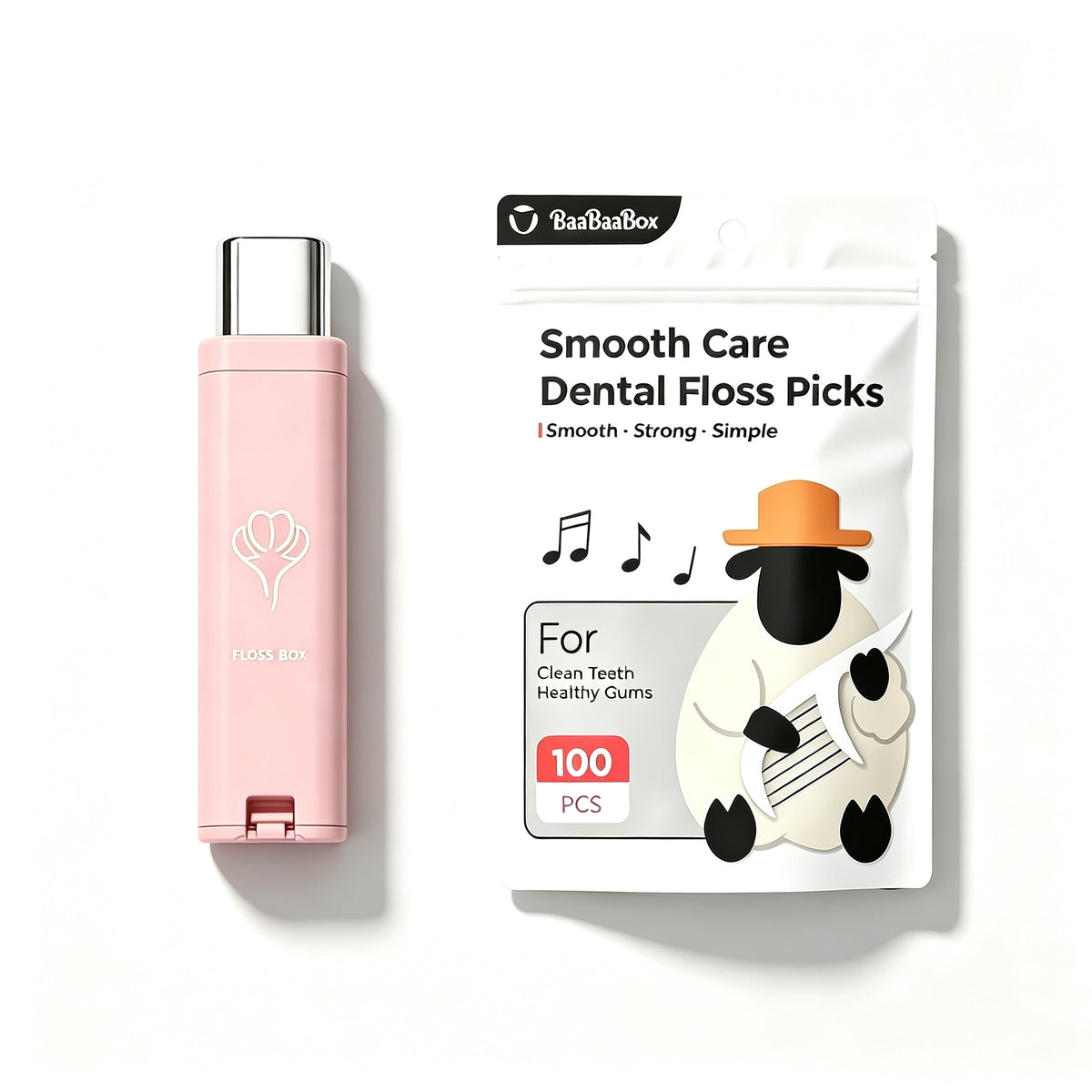 Pink portable dental floss box