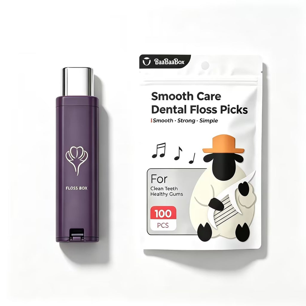Purple portable dental floss box