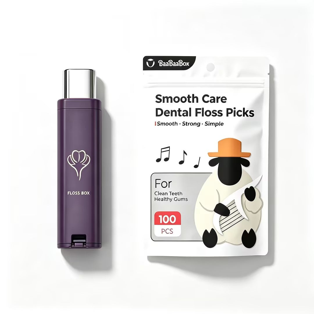Purple portable dental floss box